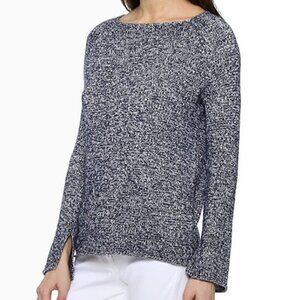 Theory 'Lalora' Linen & Cashmere Blue Marled Pullover Size M